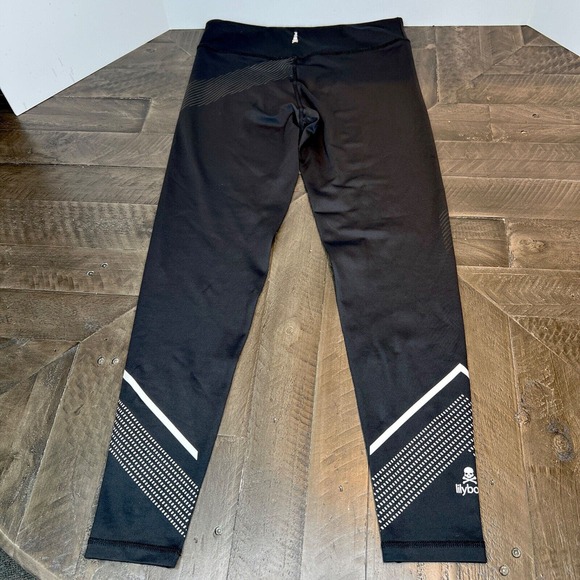 LILYBOD WOMEN’S SOULCYCLE BLACK COLOR WHITE STRIPES HIGH WAIST LEGGINGS SIZE M . - Picture 2 of 11